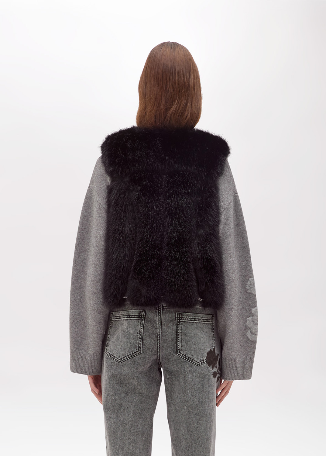 BLUGIRL: FAUX FUR VEST WITH ROSE