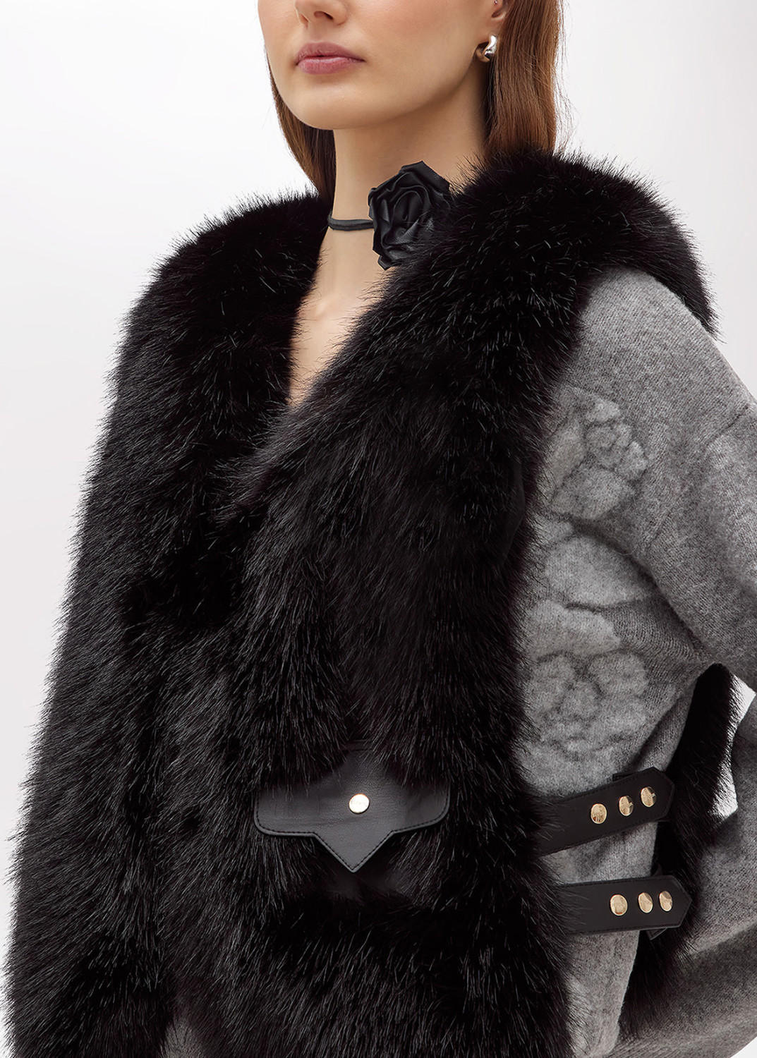 BLUGIRL: FAUX FUR VEST WITH ROSE