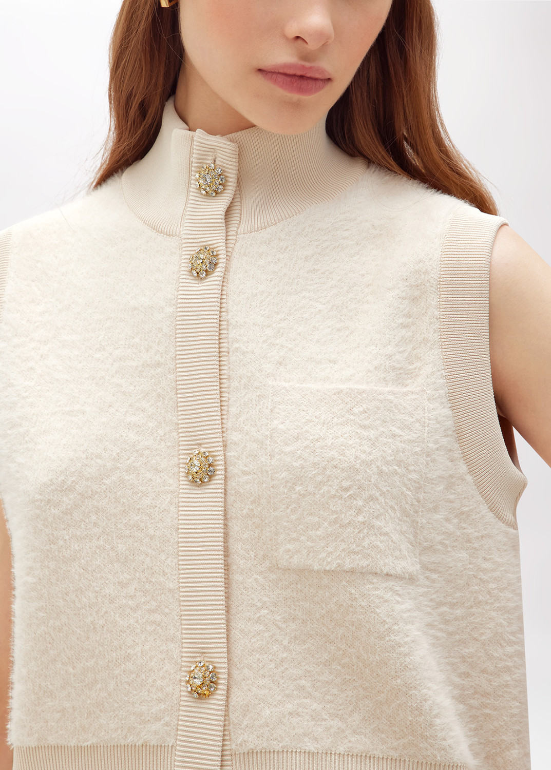 BLUGIRL: GILET IN FILATO EFFETTO PELLICCIA