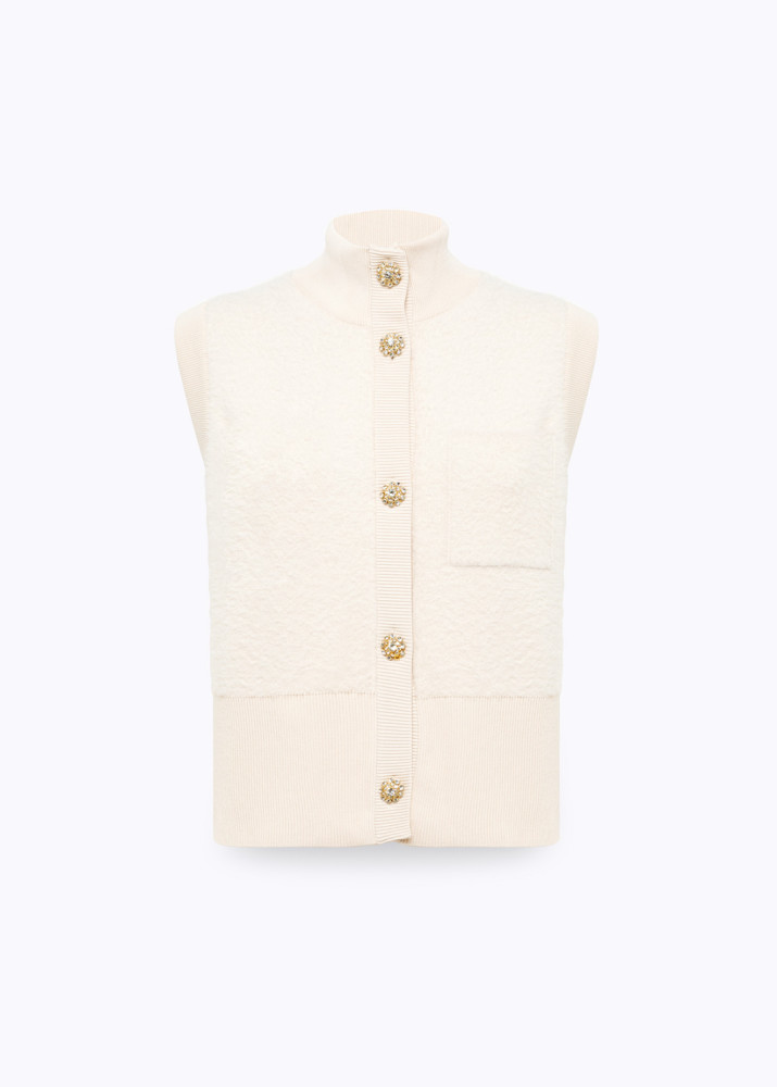 FUR EFFECT KNITTED VEST