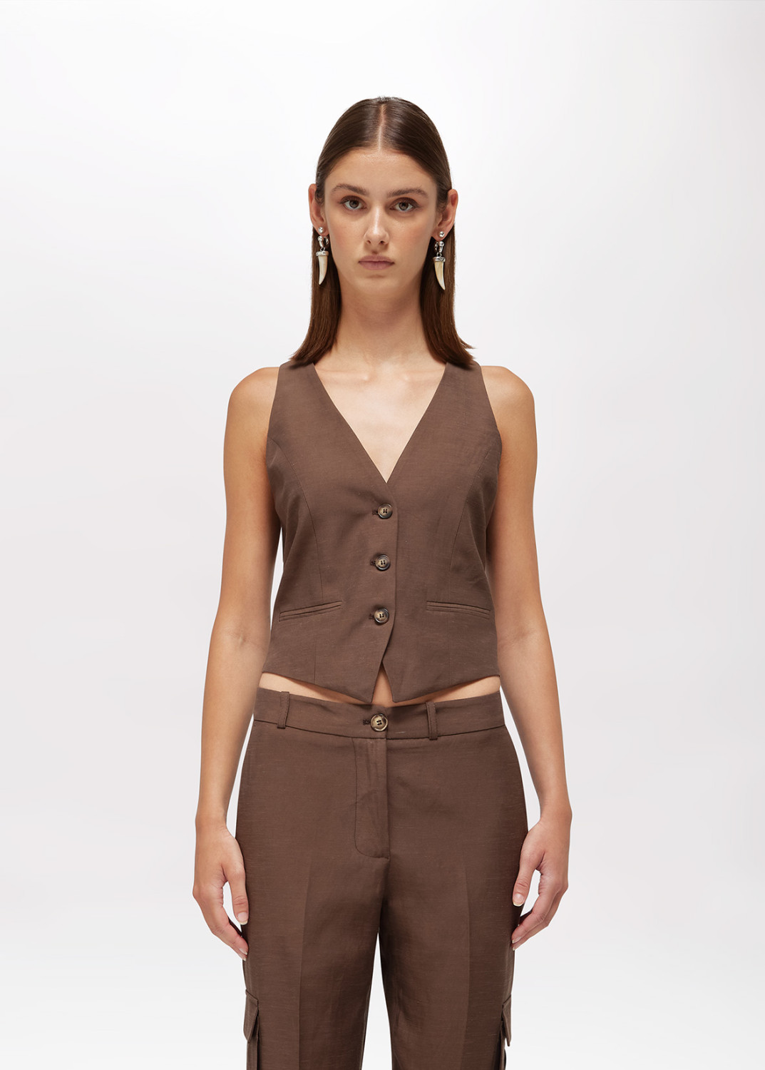 BLUGIRL: GILET IN LINO CON RICAMO