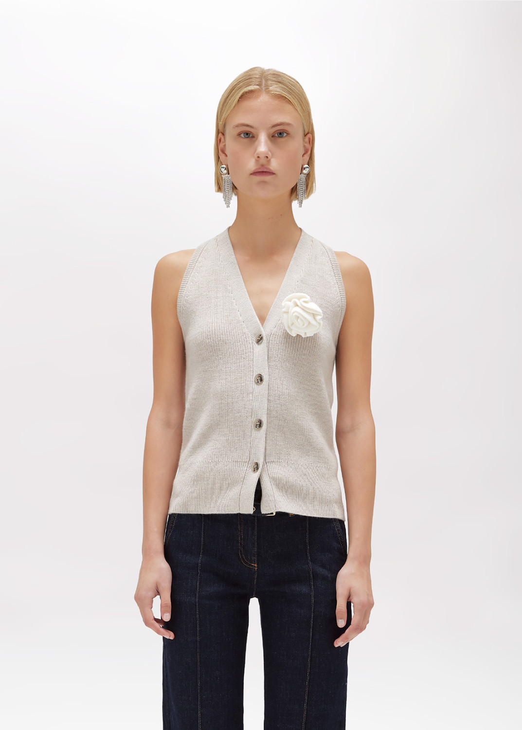 BLUGIRL: WOOL KNIT VEST WITH PIN