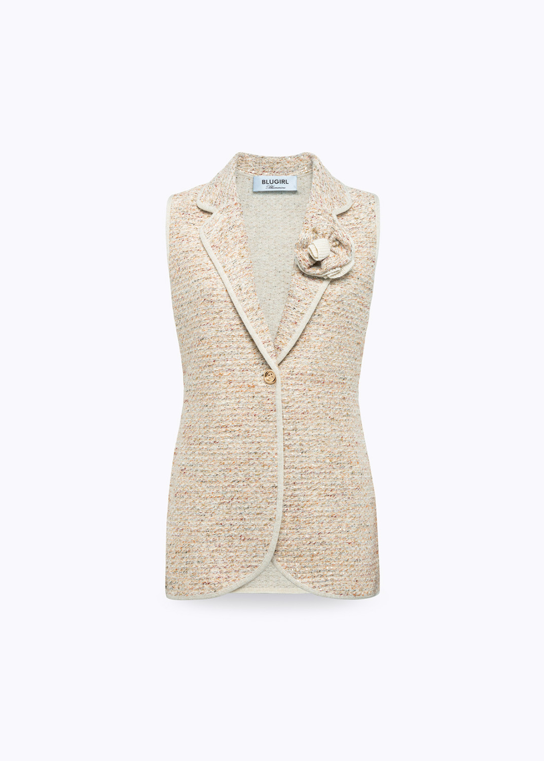 BLUGIRL: BASKETWEAVE-KNIT VEST WITH ROSE