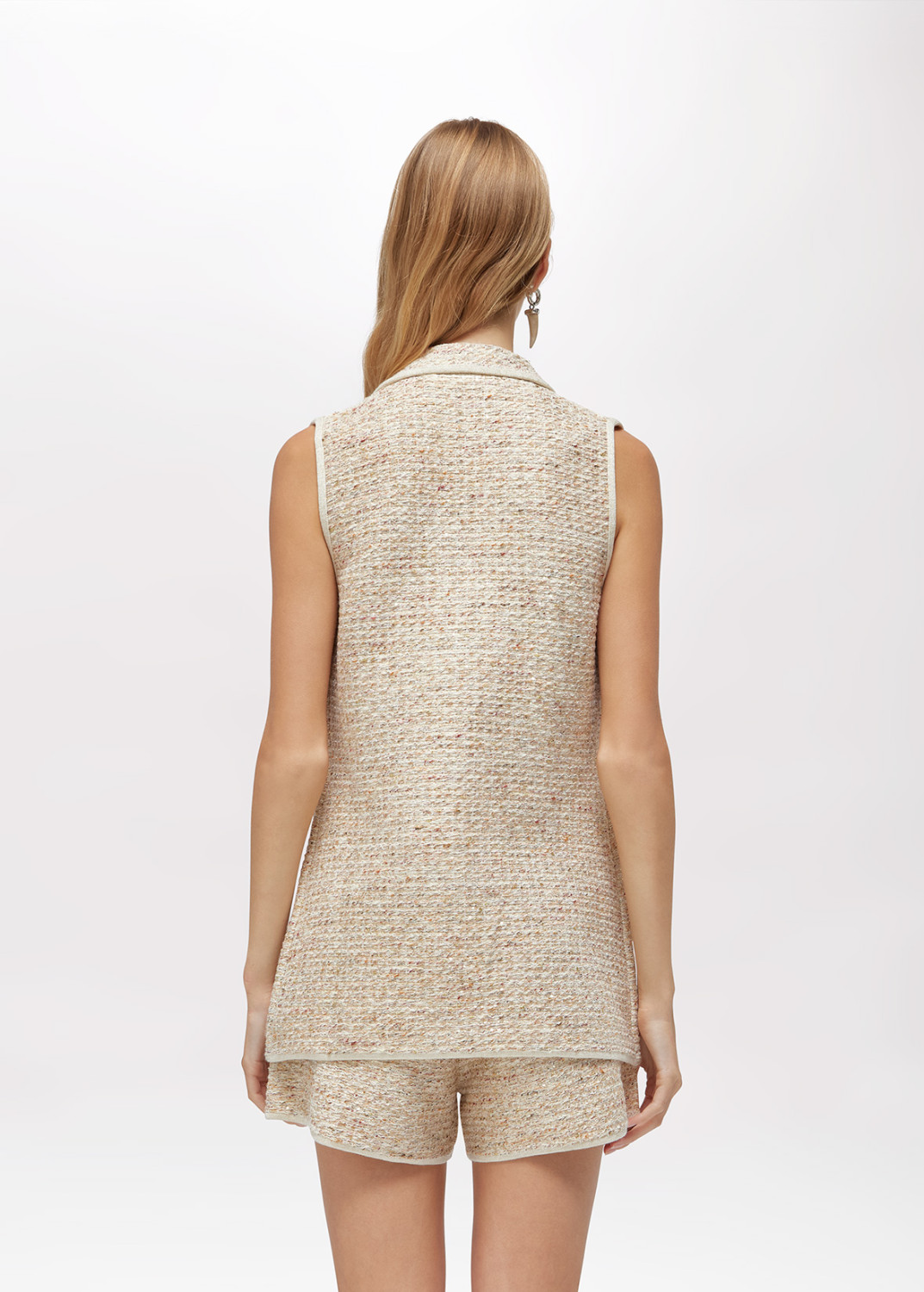 BLUGIRL: BASKETWEAVE-KNIT VEST WITH ROSE