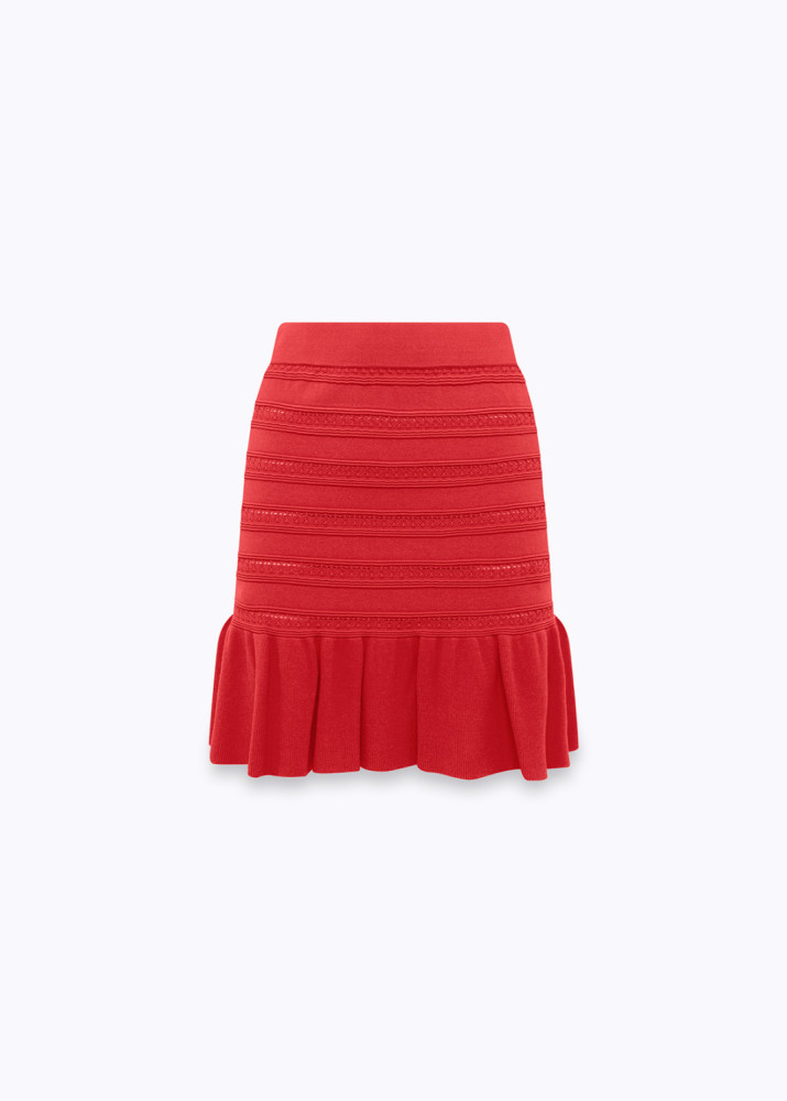 SHORT KNIT SKIRT WITH RUFFLE HEM