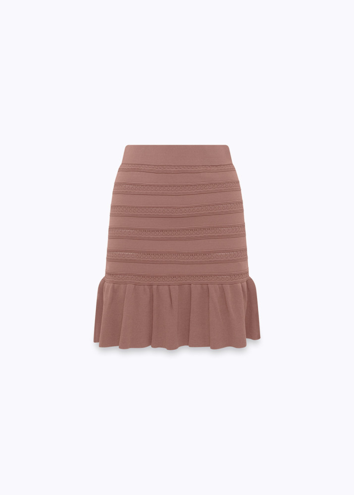 SHORT KNIT SKIRT WITH RUFFLE HEM