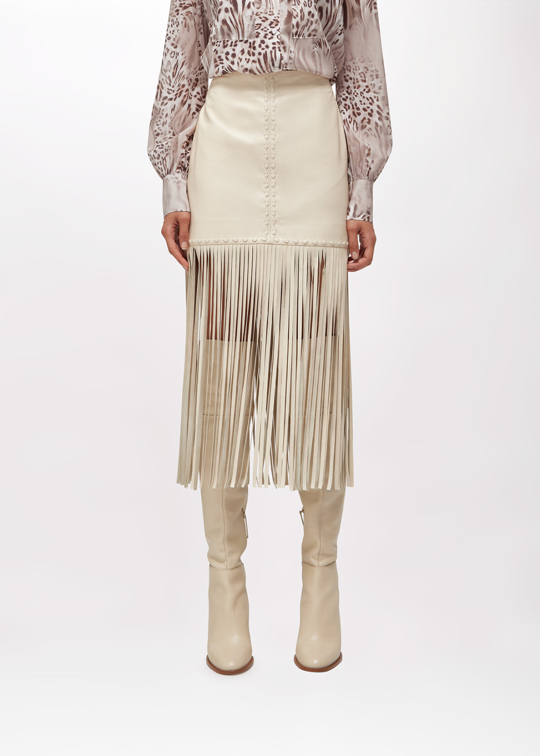 BLUGIRL: GONNA IN PELLE CON FRANGE