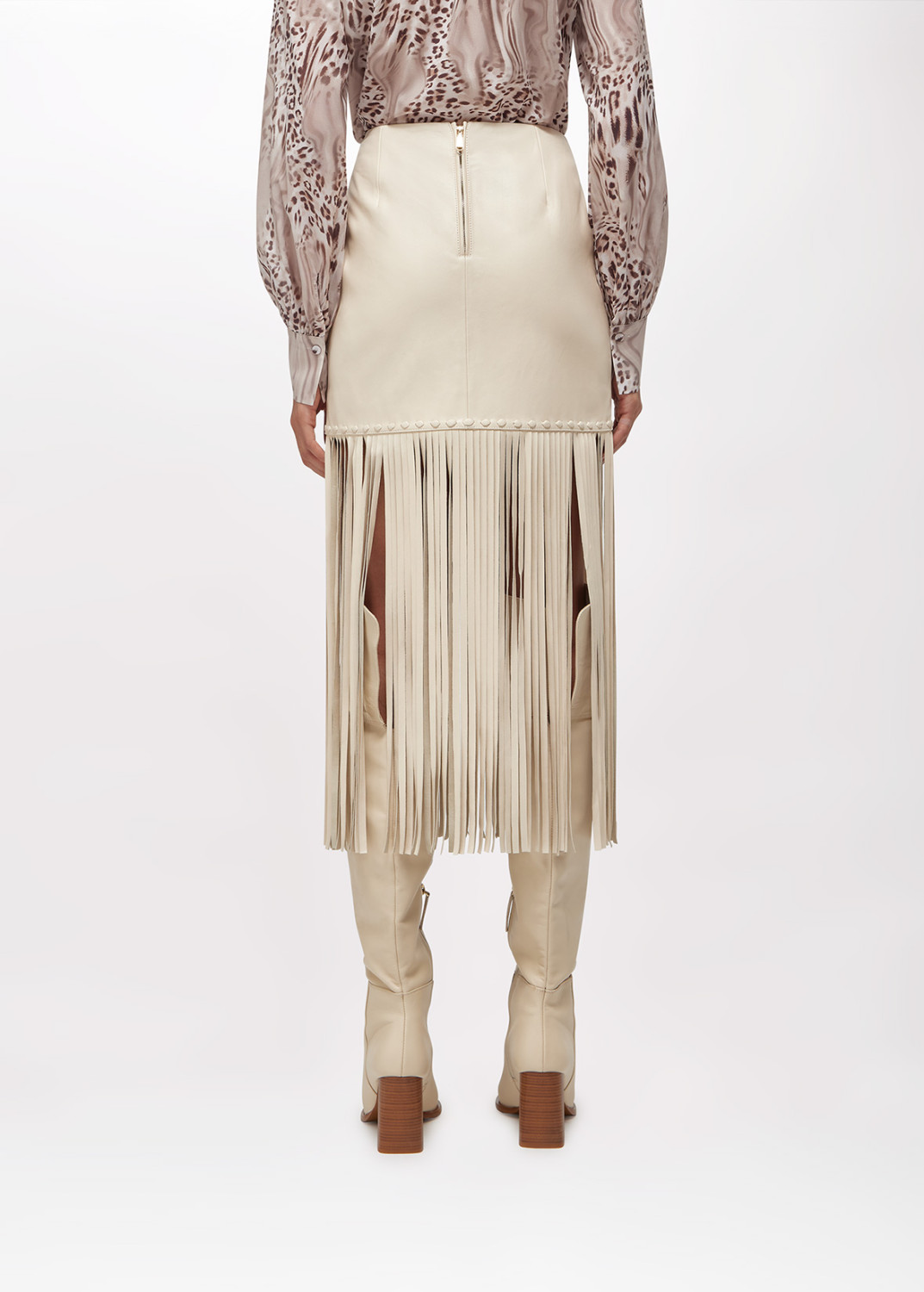 BLUGIRL: GONNA IN PELLE CON FRANGE