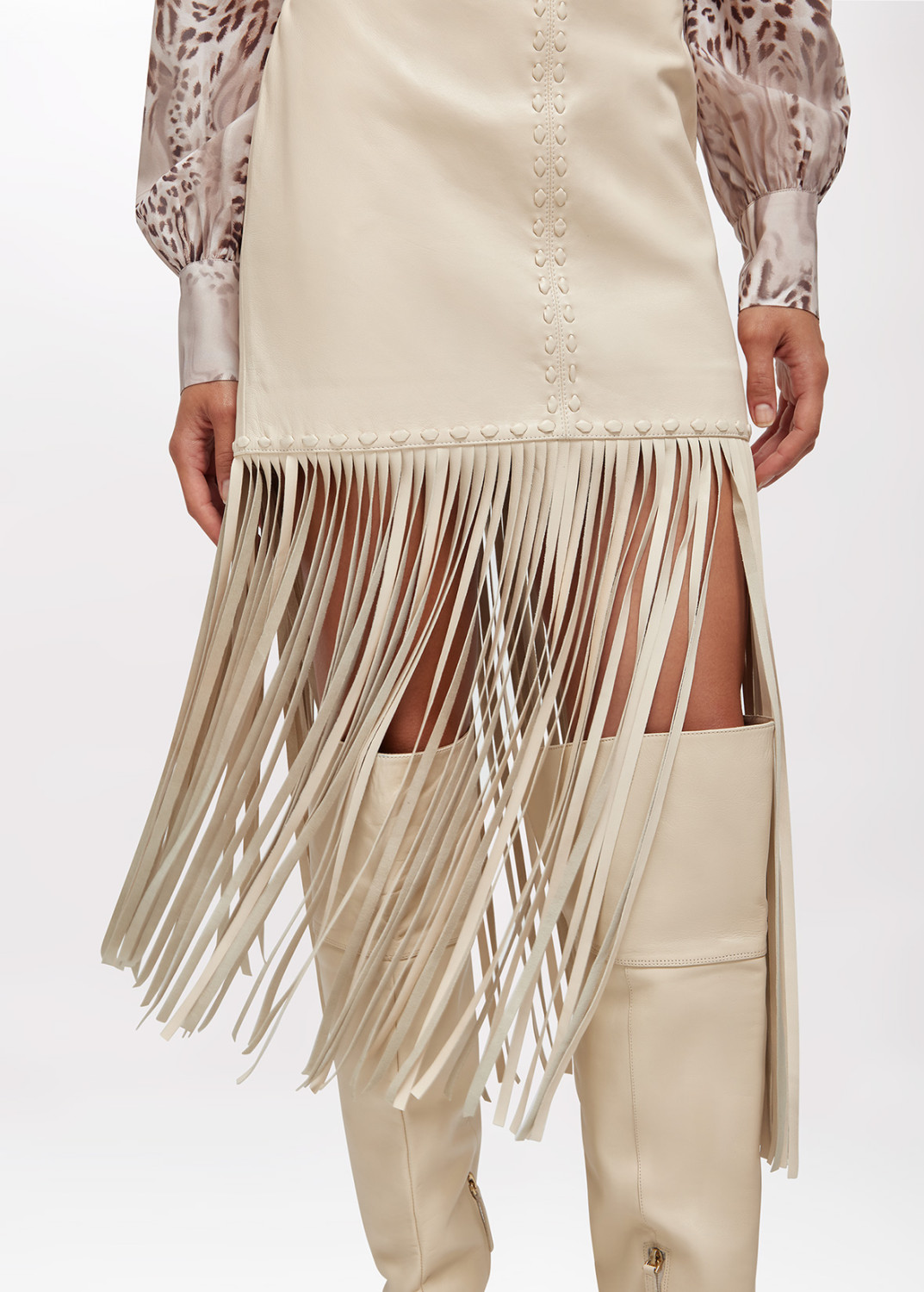 BLUGIRL: GONNA IN PELLE CON FRANGE