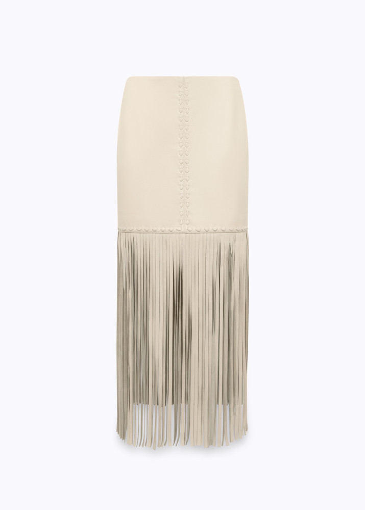 LEATHER SKIRT WITH FRINGE