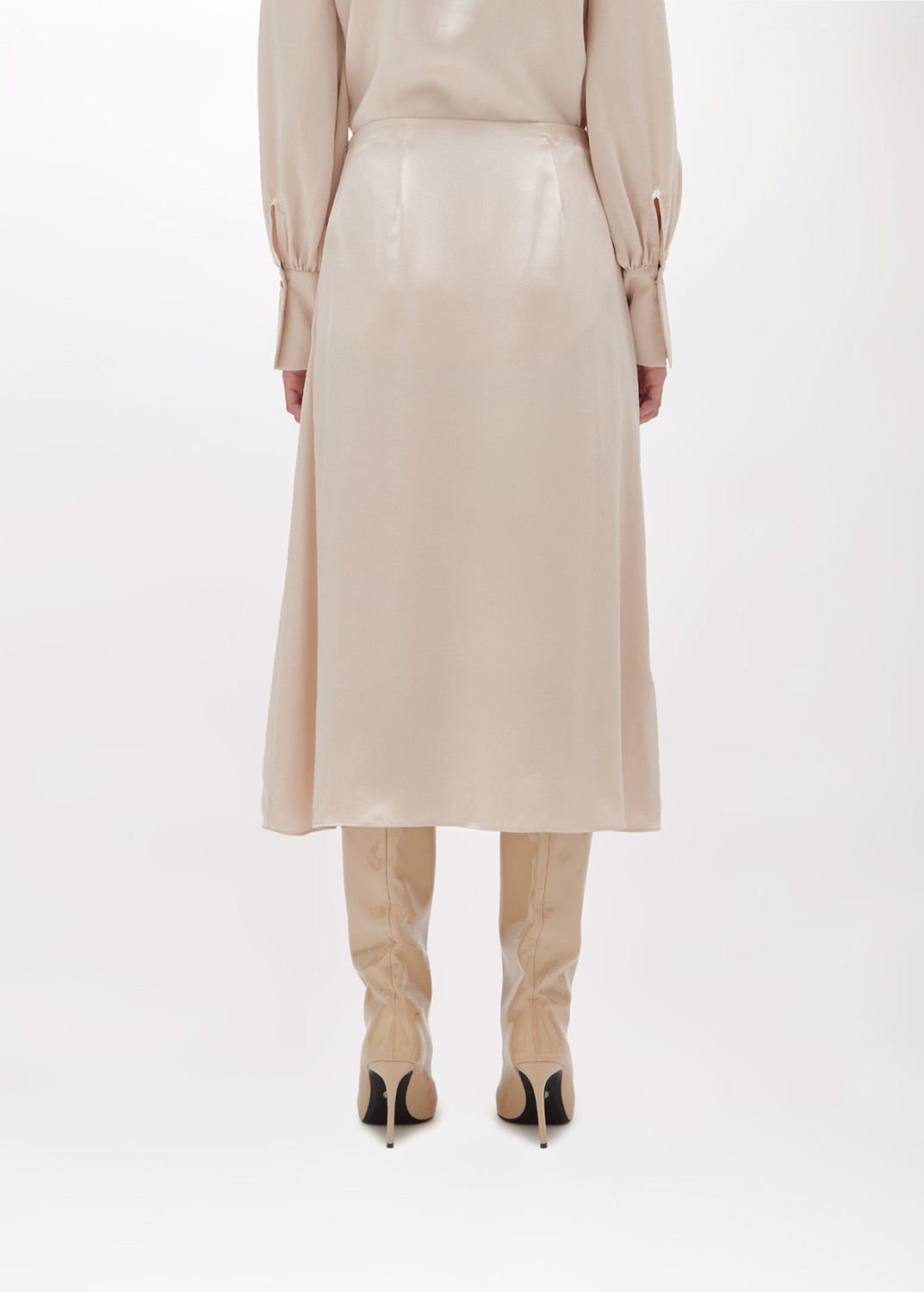 BLUGIRL: Satin Silk Skirt with Lace