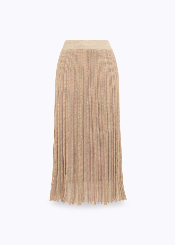 STRIPED LUREX-KNIT LONG SKIRT