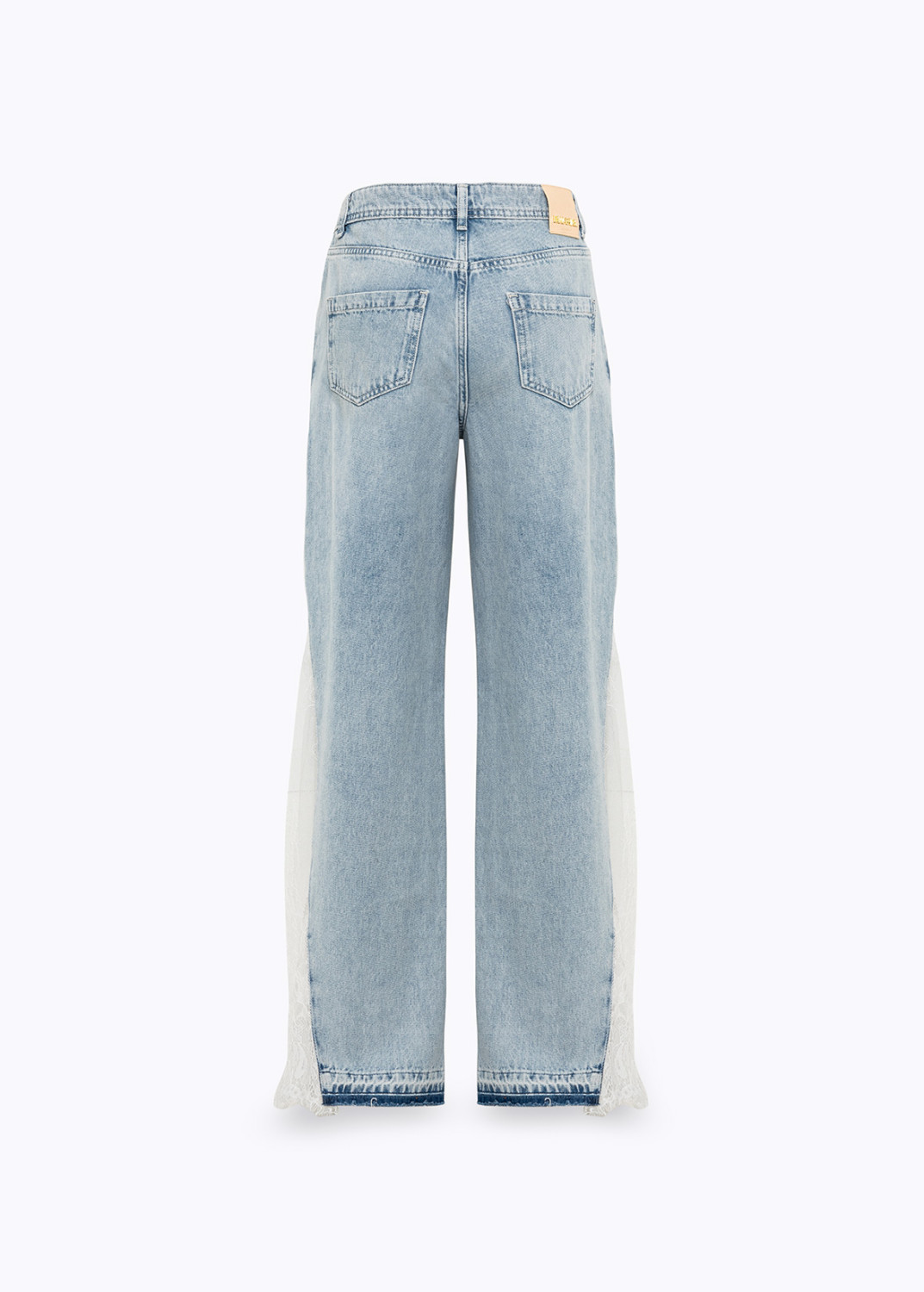 BLUGIRL: WIDE-LEG DENIM JEANS WITH LACE INSERTS