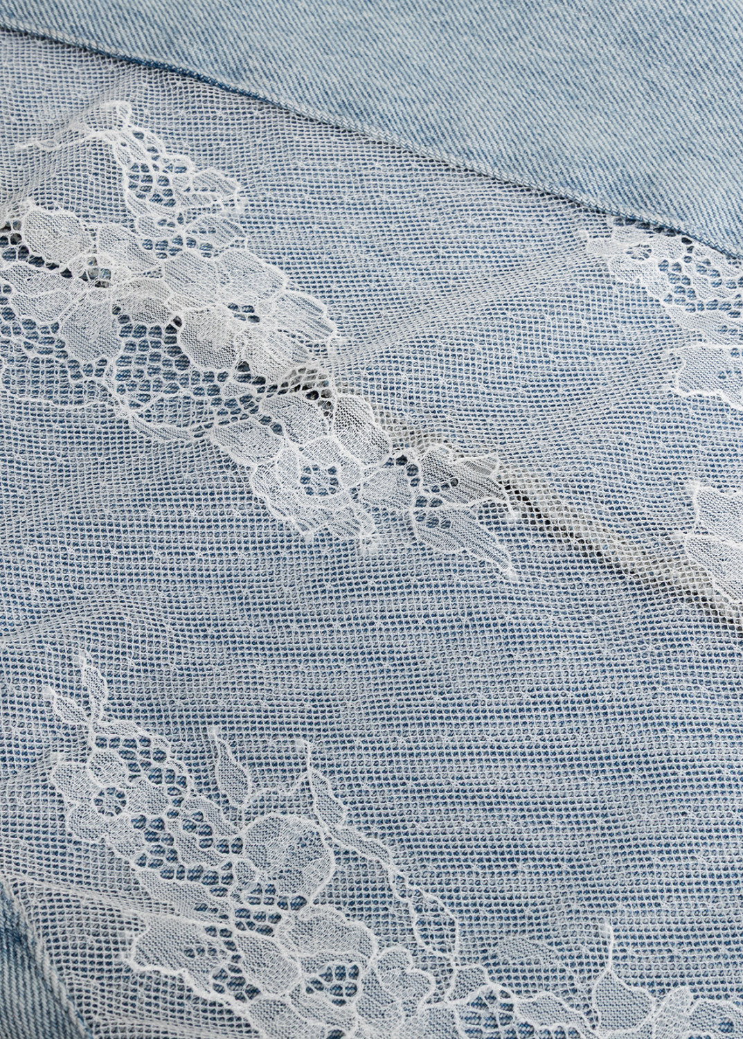 BLUGIRL: WIDE-LEG DENIM JEANS WITH LACE INSERTS