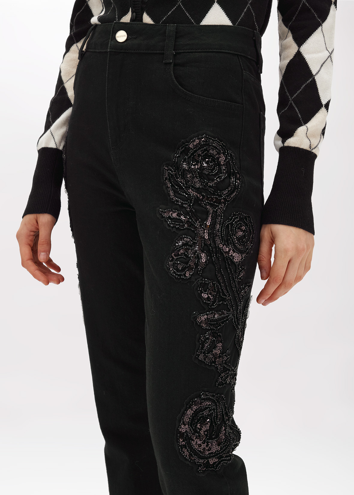 Black Denim Jeans With Embroidery | Blugirl