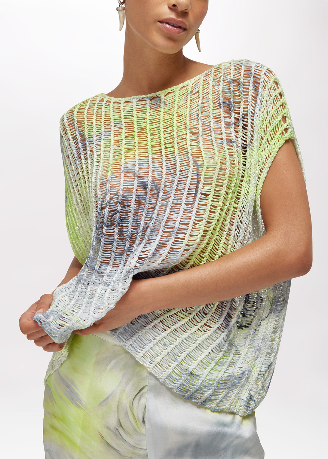 BLUGIRL: MESH KNIT TOP WITH ROSE PRINT