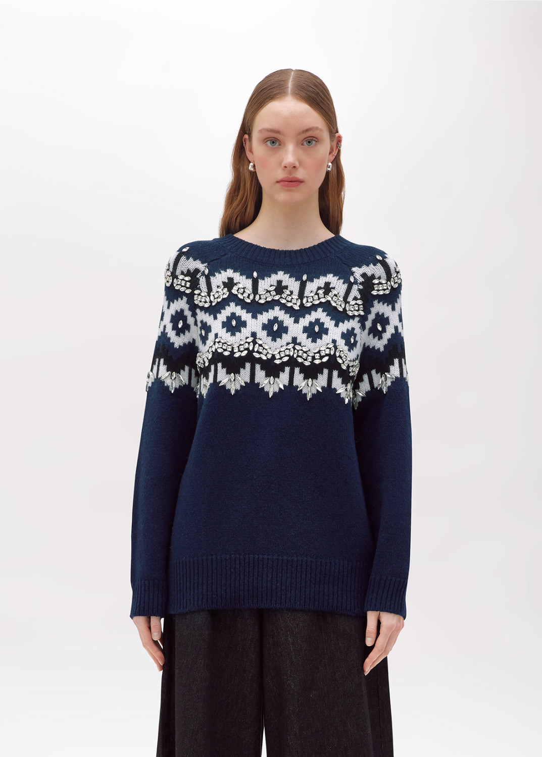 BLUGIRL: MAGLIA-CARDIGAN IN LANA CON CRISTALLI