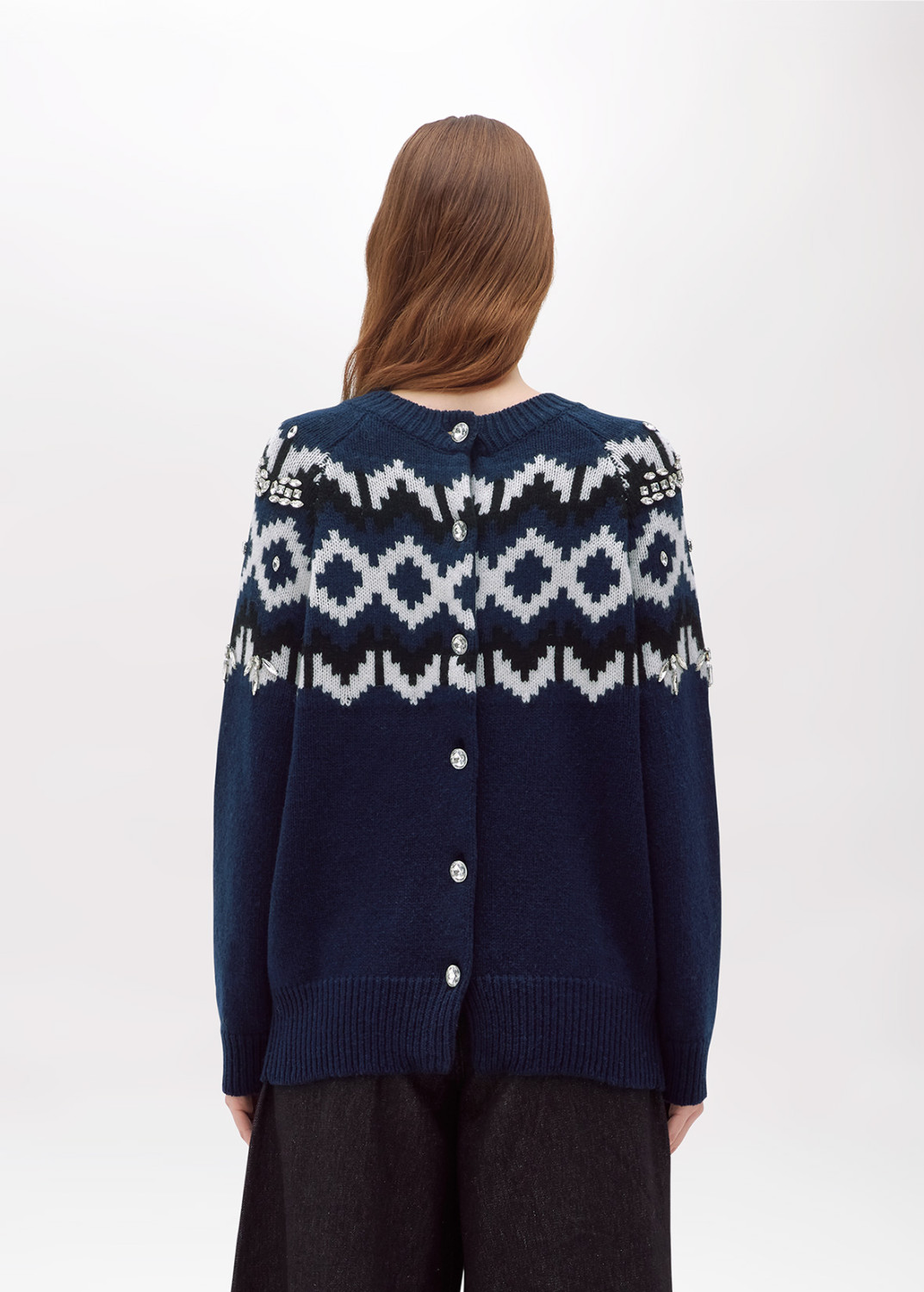 BLUGIRL: MAGLIA-CARDIGAN IN LANA CON CRISTALLI