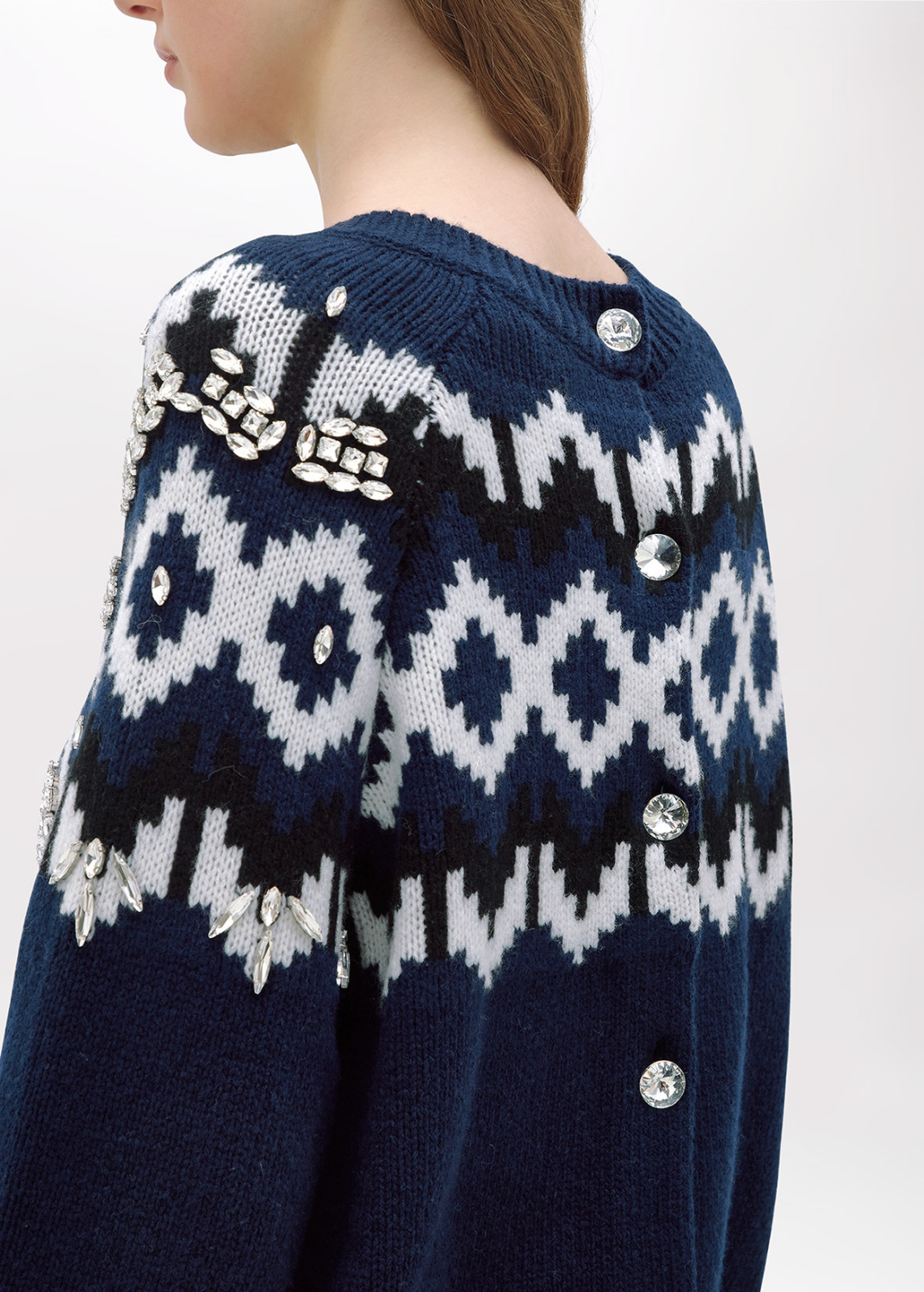 BLUGIRL: MAGLIA-CARDIGAN IN LANA CON CRISTALLI