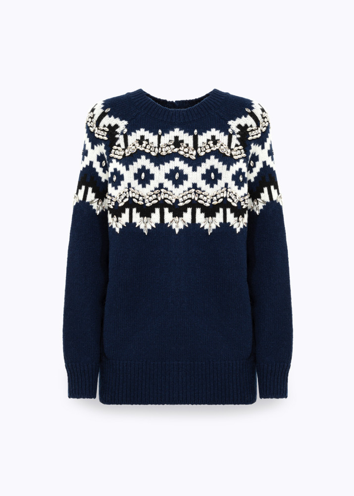 MAGLIA-CARDIGAN IN LANA CON CRISTALLI