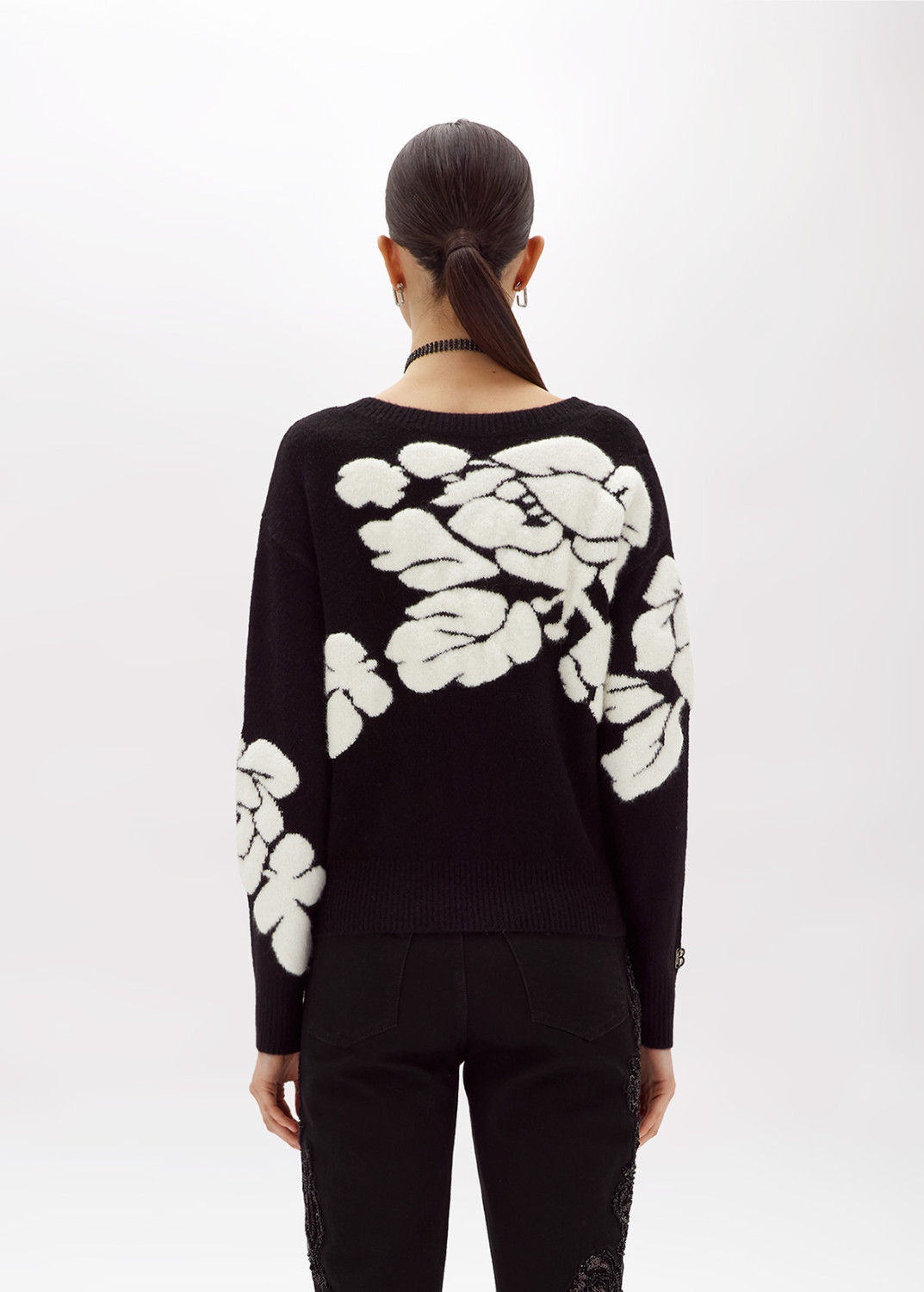 BLUGIRL: DOUBLE-USE JACQUARD SWEATER WITH ROSES