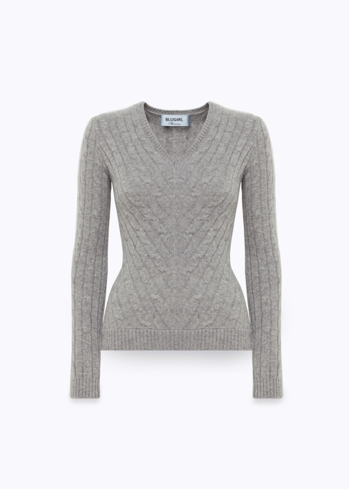 WOOL AND CASHMERE SWEATER WITH CABLE KNIT