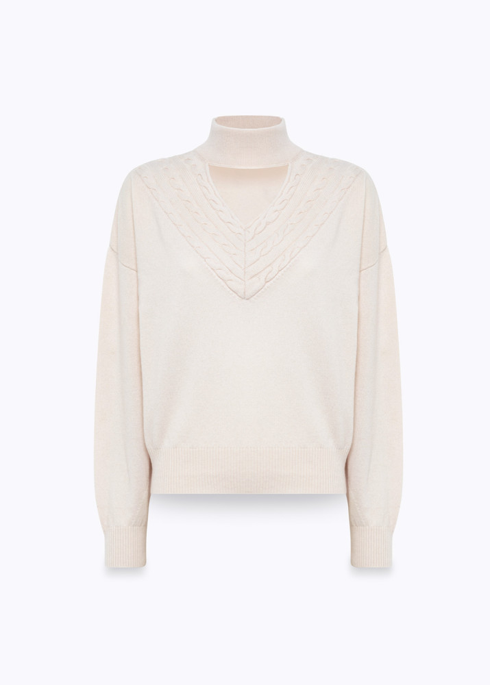 Wool and Cashmere Sweater with Braids