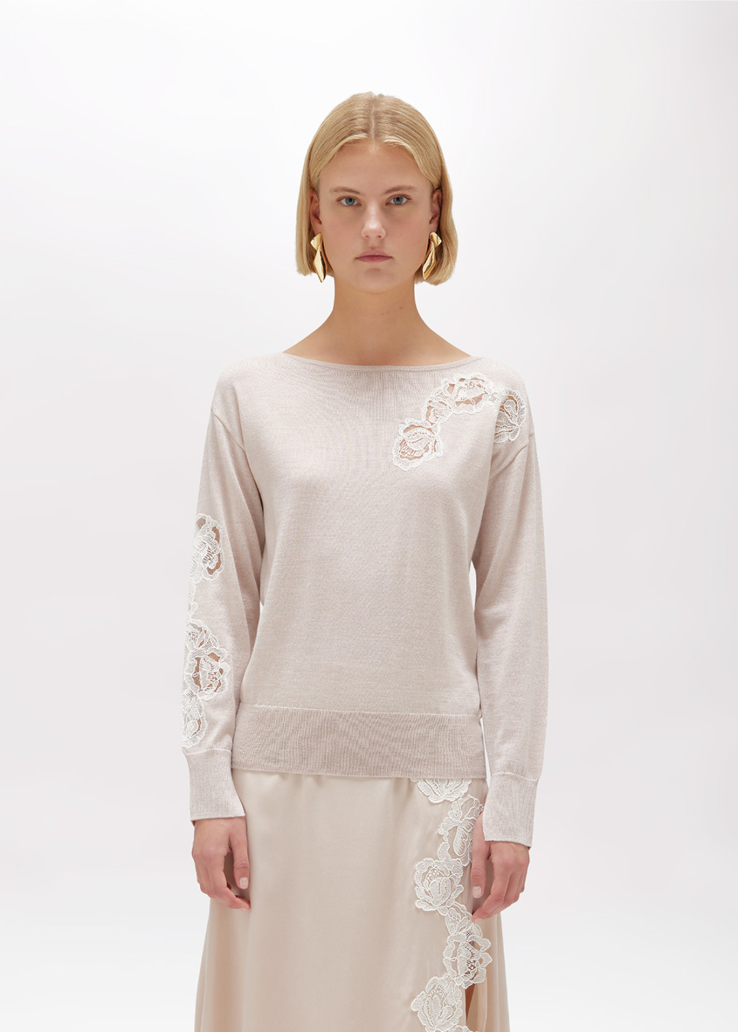 BLUGIRL: MAGLIA IN LANA E PIZZO