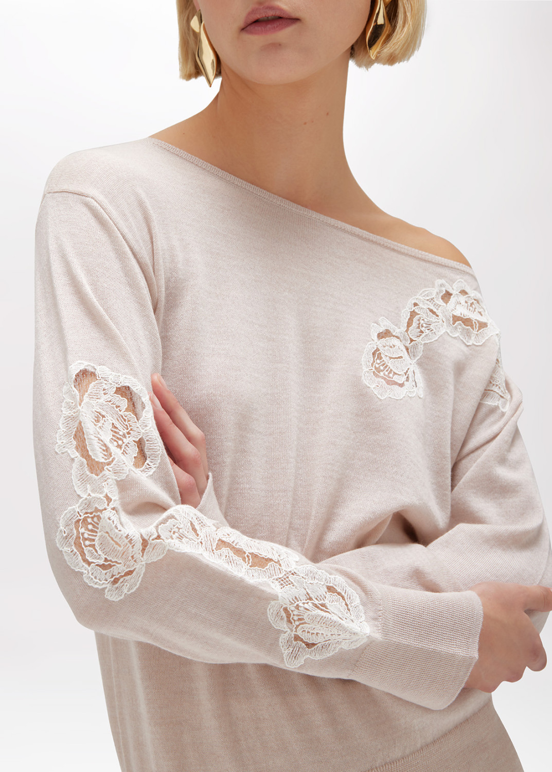 BLUGIRL: MAGLIA IN LANA E PIZZO