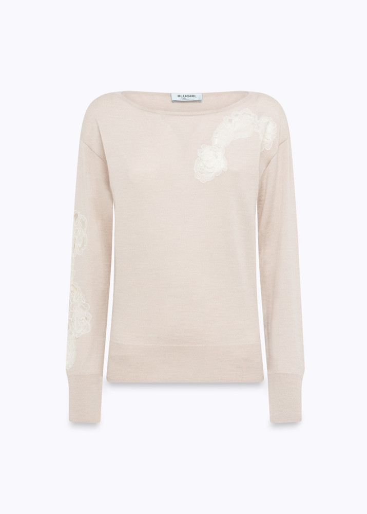 MAGLIA IN LANA E PIZZO