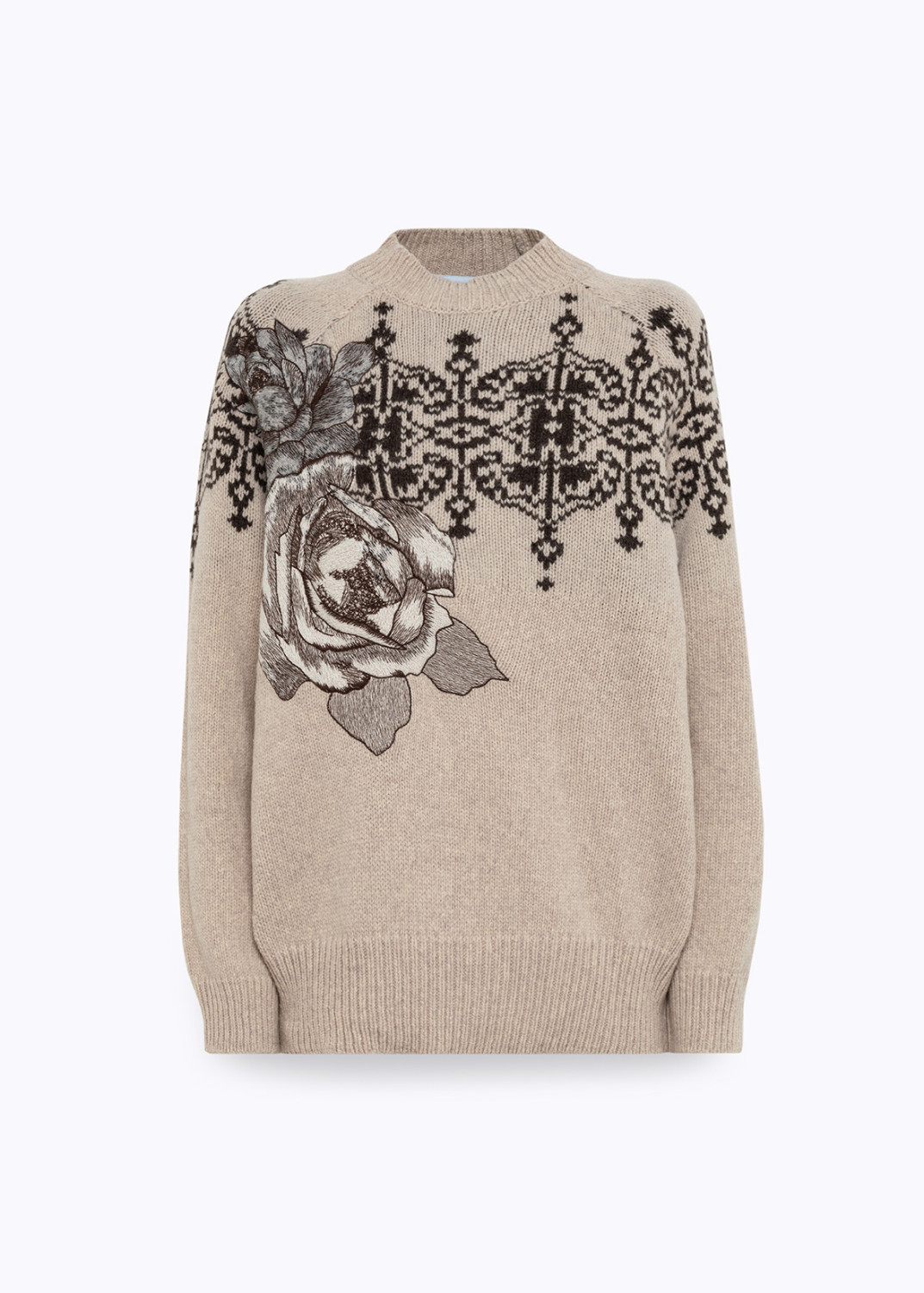 BLUGIRL: JACQUARD WOOL SWEATER WITH LACE