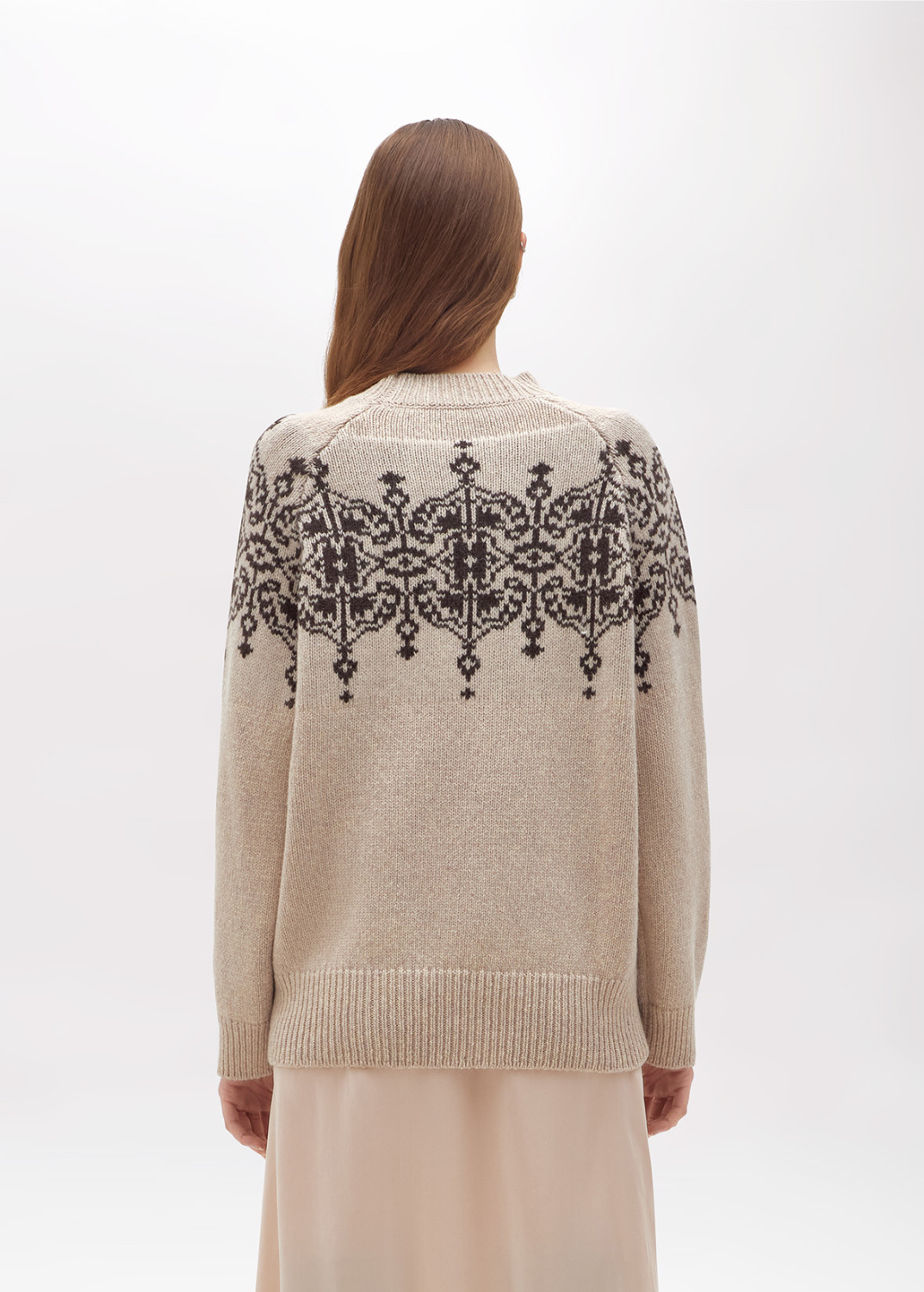 BLUGIRL: JACQUARD WOOL SWEATER WITH LACE