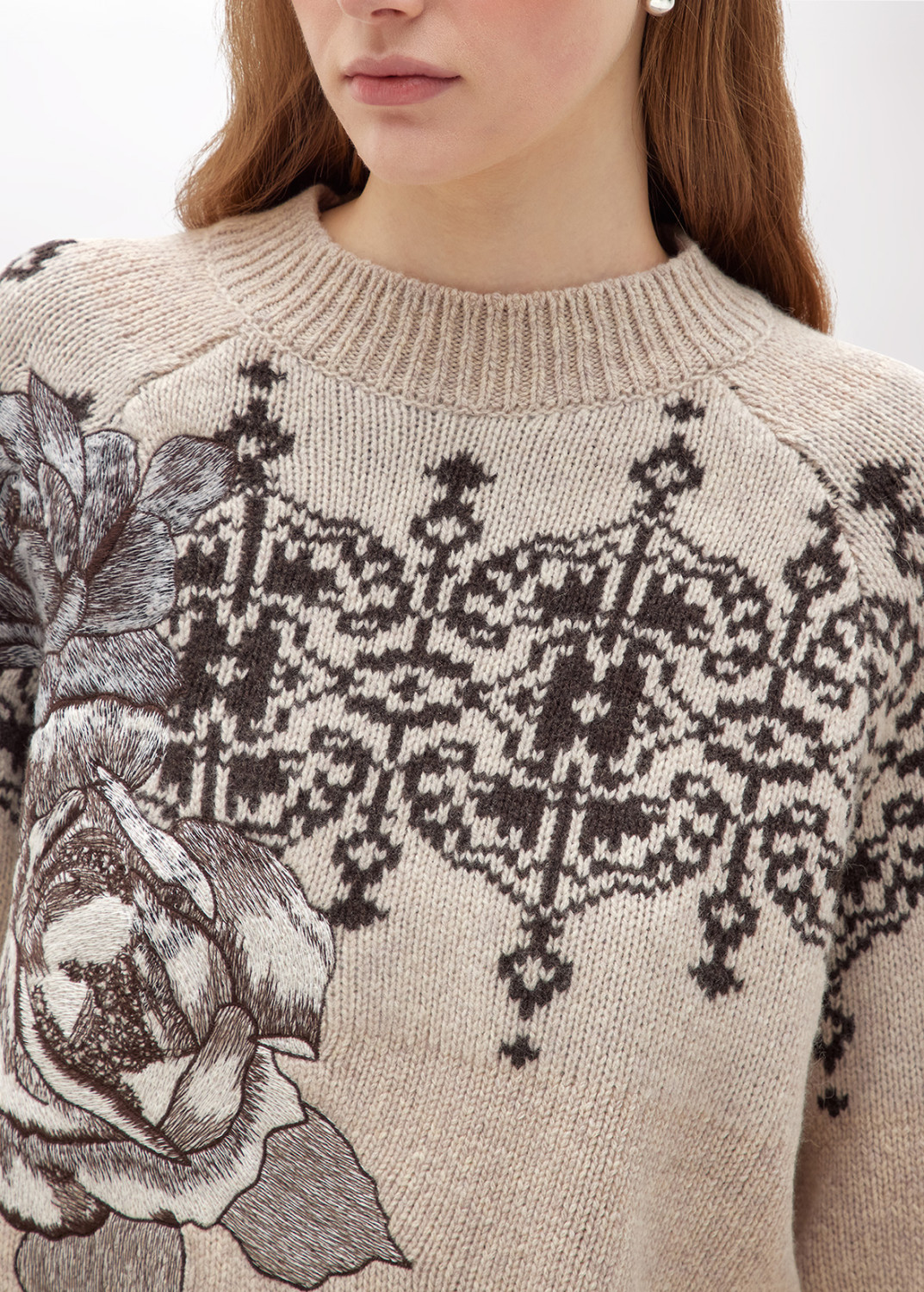 BLUGIRL: JACQUARD WOOL SWEATER WITH LACE