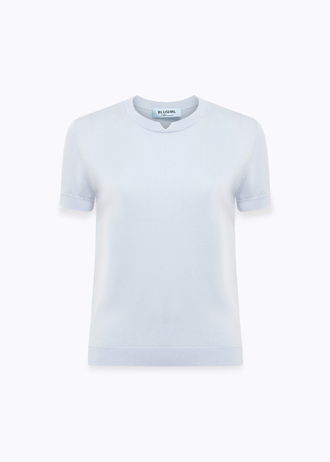 BLUGIRL: LYOCELL AND COTTON KNIT TOP WITH ROSE BROOCH