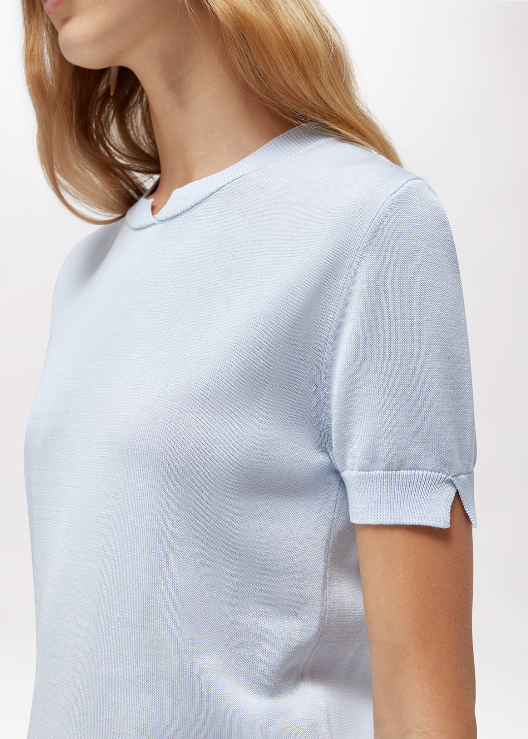BLUGIRL: LYOCELL AND COTTON KNIT TOP WITH ROSE BROOCH