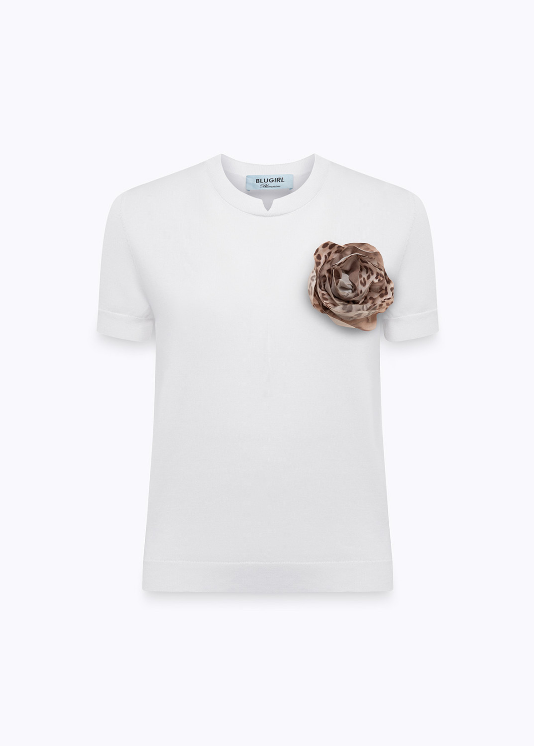 BLUGIRL: LYOCELL AND COTTON TOP WITH FLORAL BROOCH