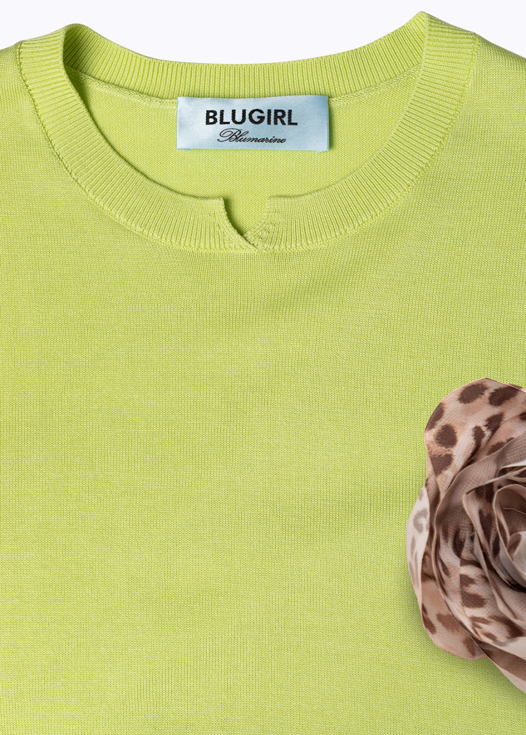 BLUGIRL: LYOCELL AND COTTON TOP WITH FLORAL BROOCH