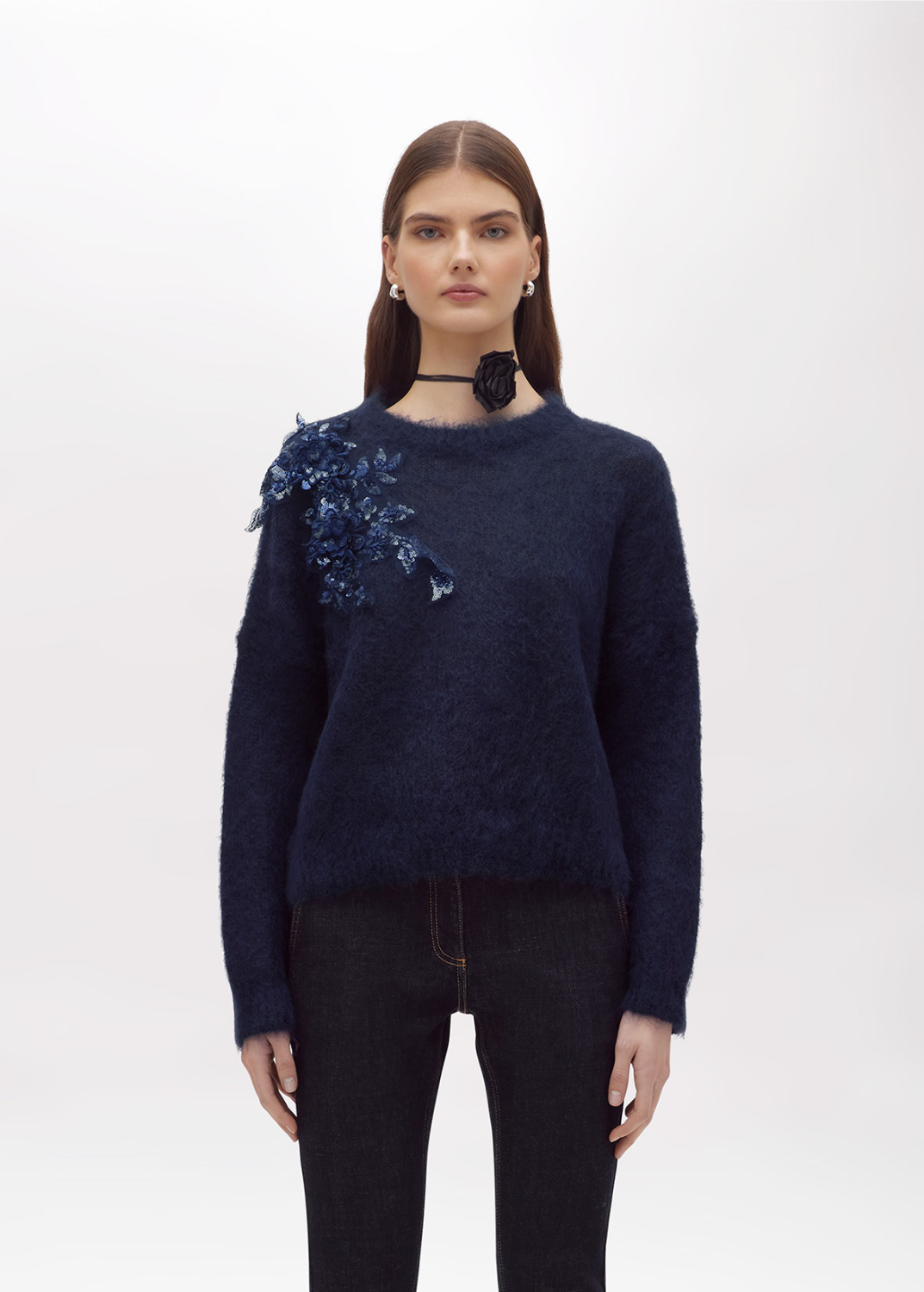 BLUGIRL: MOHAIR SWEATER WITH EMBROIDERY