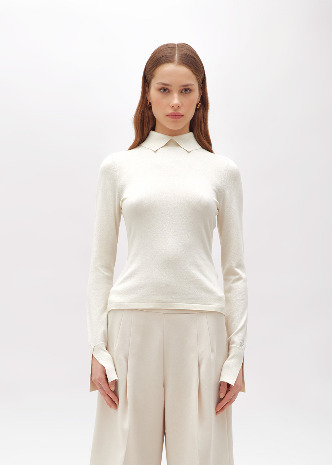 BLUGIRL: MAGLIA IN VISCOSA STRETCH CON COLLETTO