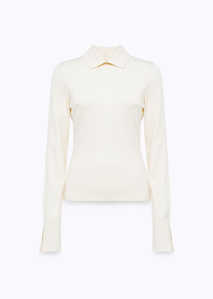 STRETCH VISCOSE SWEATER WITH COLLAR