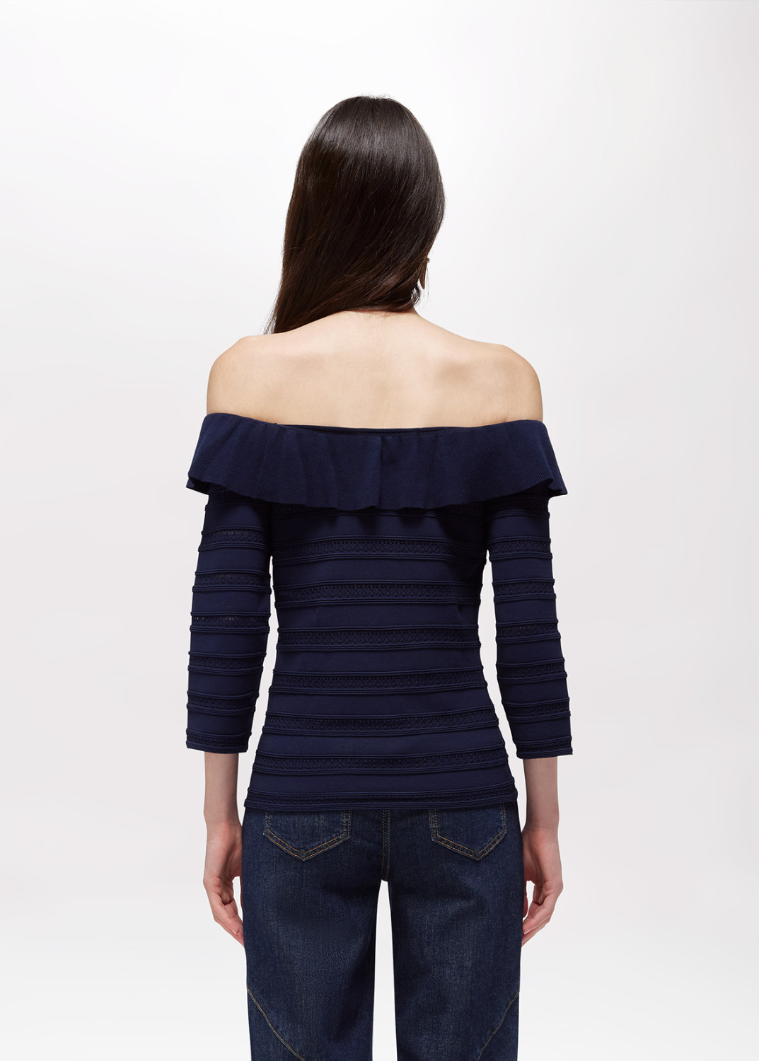 BLUGIRL: MAGLIA OFF SHOULDER IN VISCOSA POINTELLE
