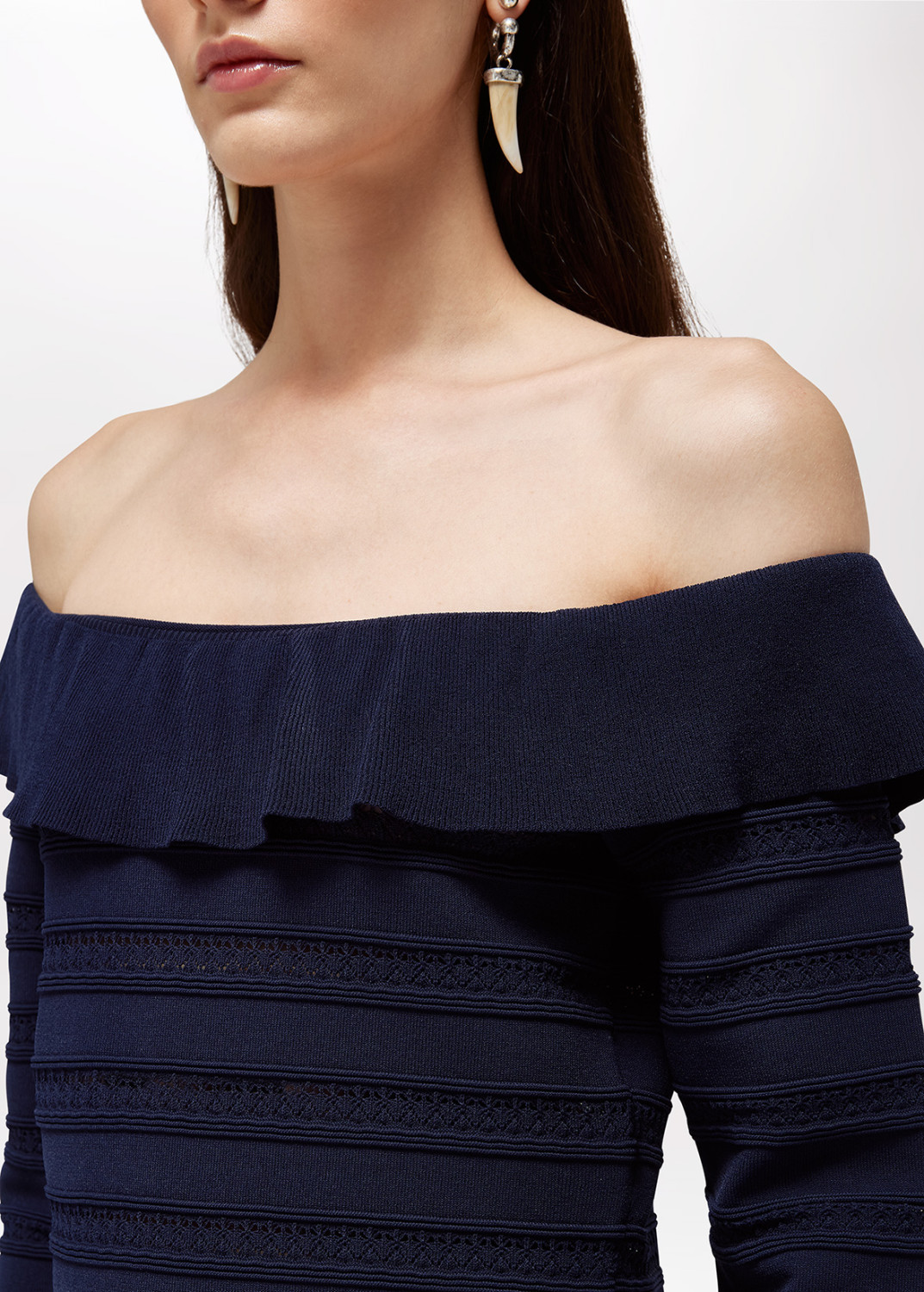 BLUGIRL: MAGLIA OFF SHOULDER IN VISCOSA POINTELLE