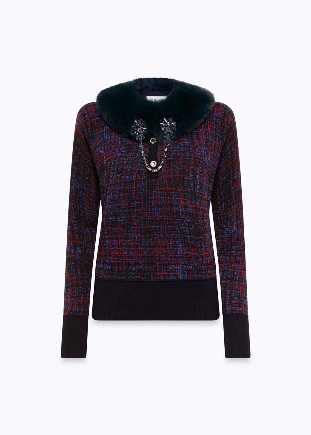 BLUGIRL: REVERSIBLE ROSE AND TWEED SWEATER