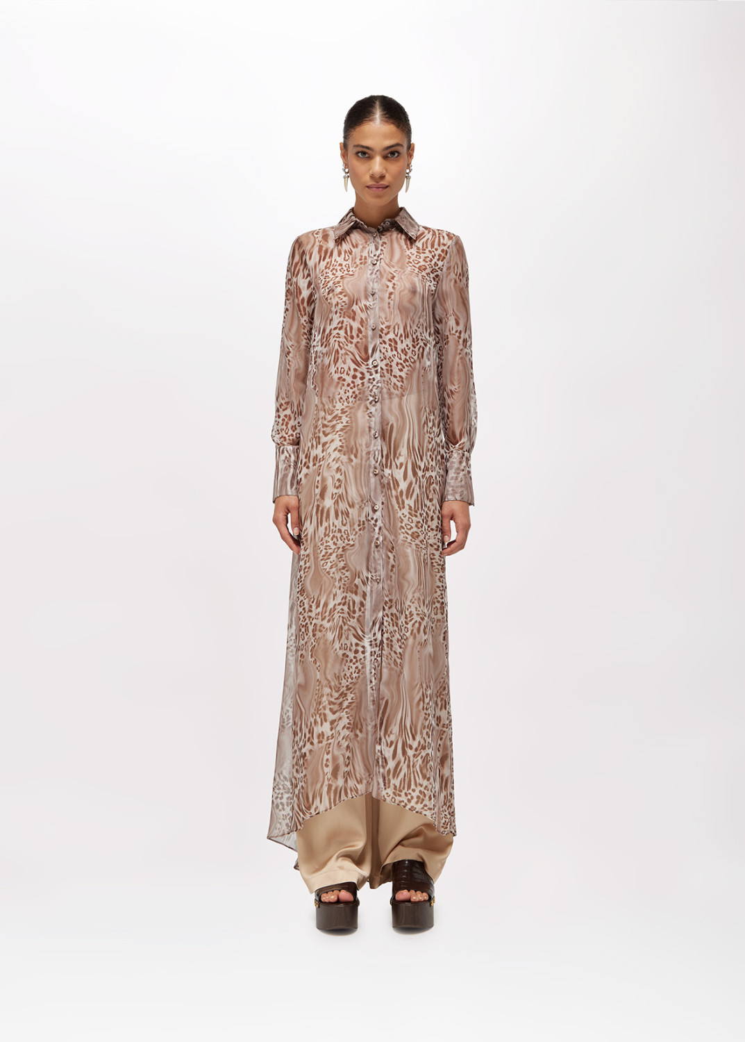 BLUGIRL: MAXI CAMICIA IN CHIFFON ANIMALIER