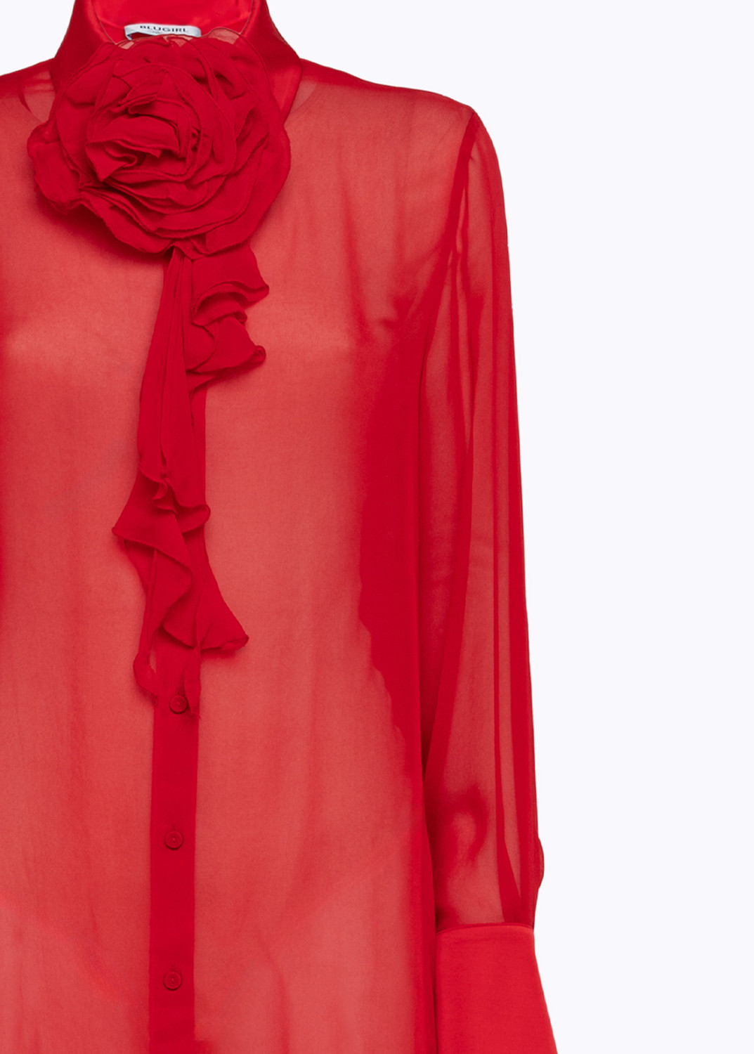 BLUGIRL: MAXI CAMICIA IN GEORGETTE CON ROSA