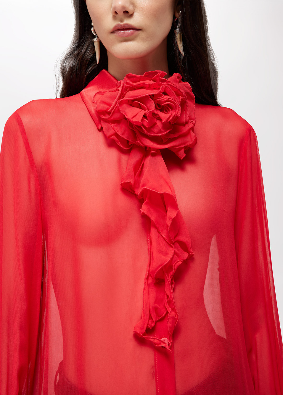 BLUGIRL: FULL-LENGTH GEORGETTE SHIRT WITH ROSE