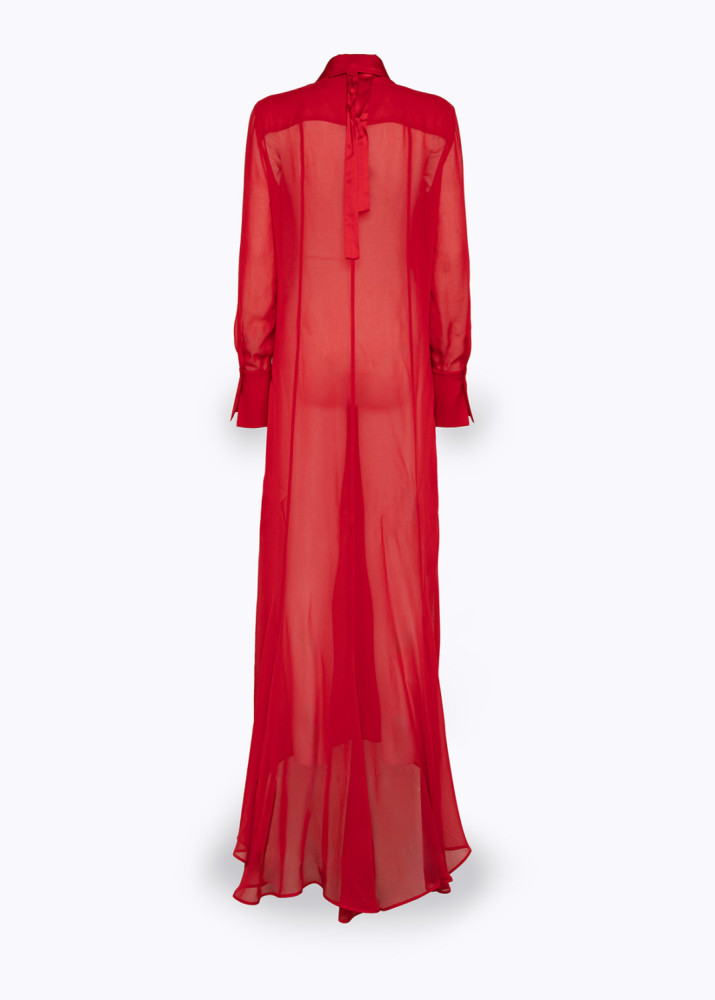 MAXI CAMICIA IN GEORGETTE CON ROSA