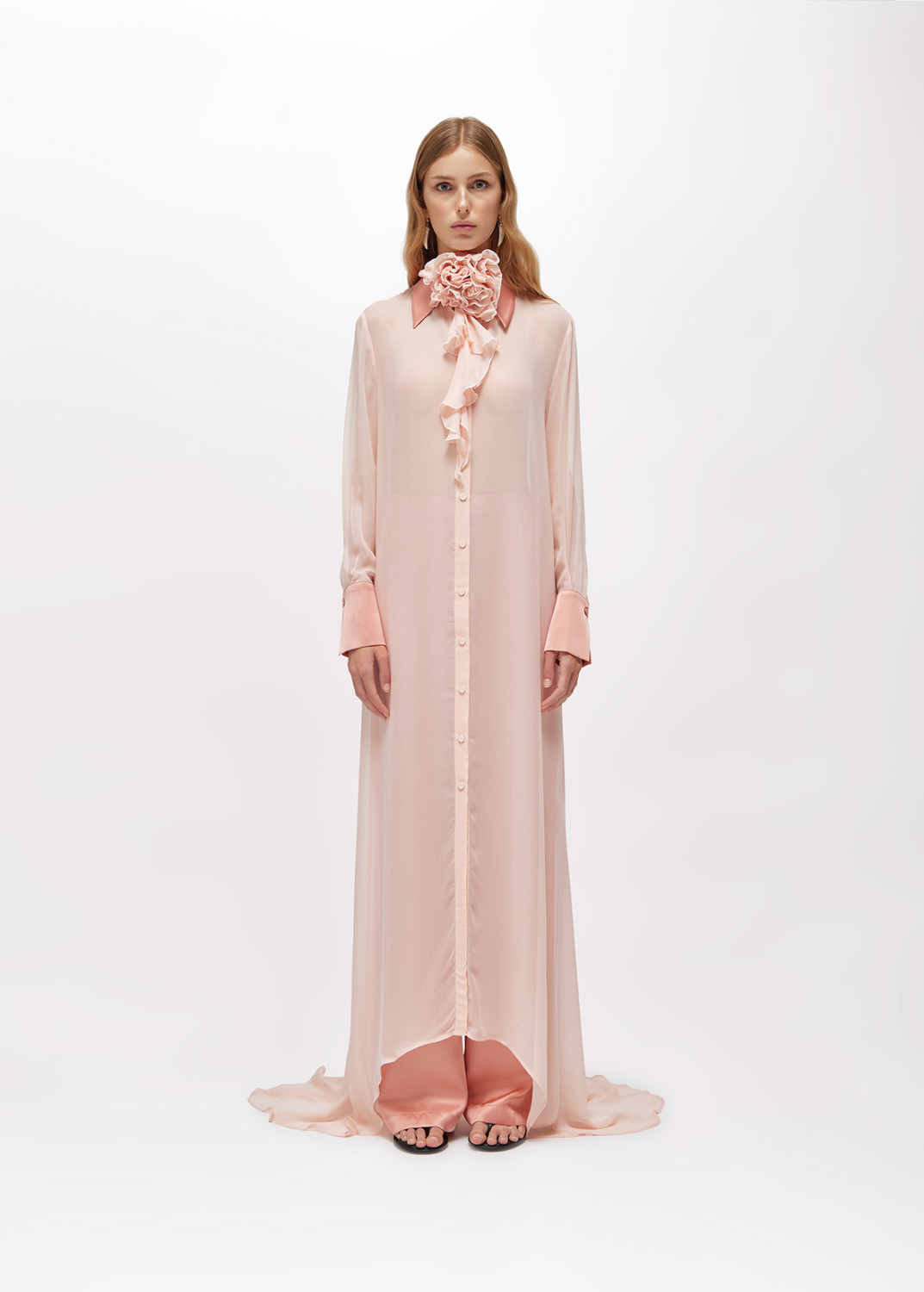 BLUGIRL: FULL-LENGTH GEORGETTE SHIRT WITH ROSE