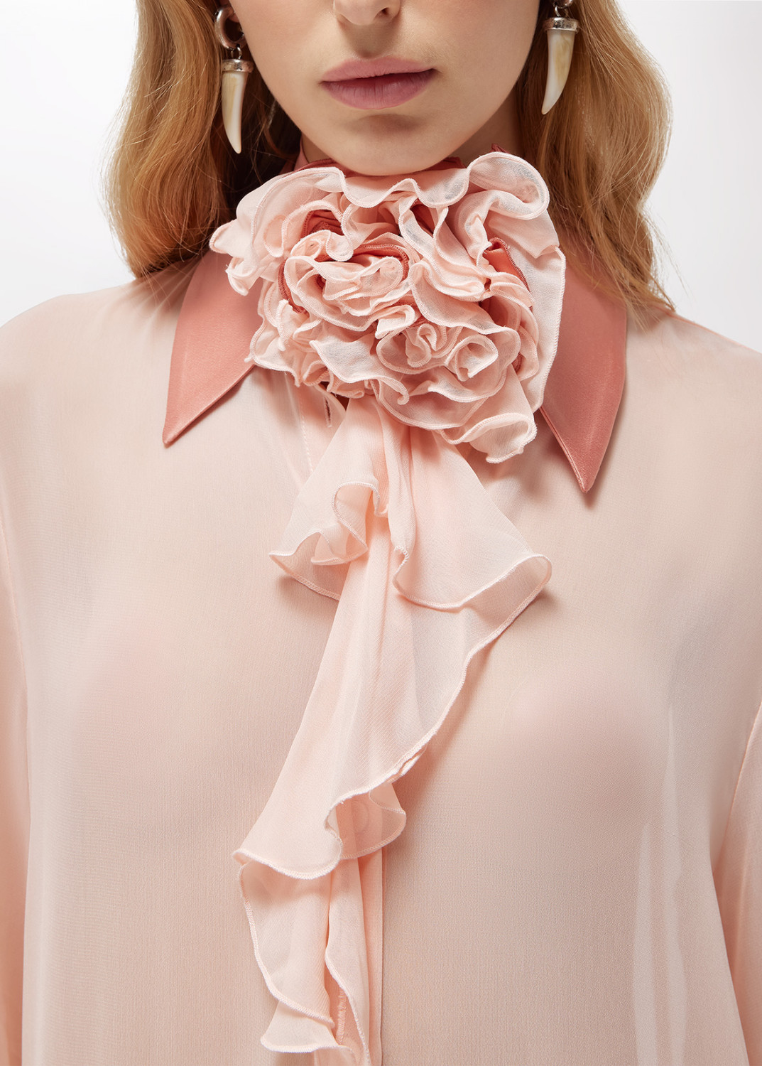 BLUGIRL: FULL-LENGTH GEORGETTE SHIRT WITH ROSE