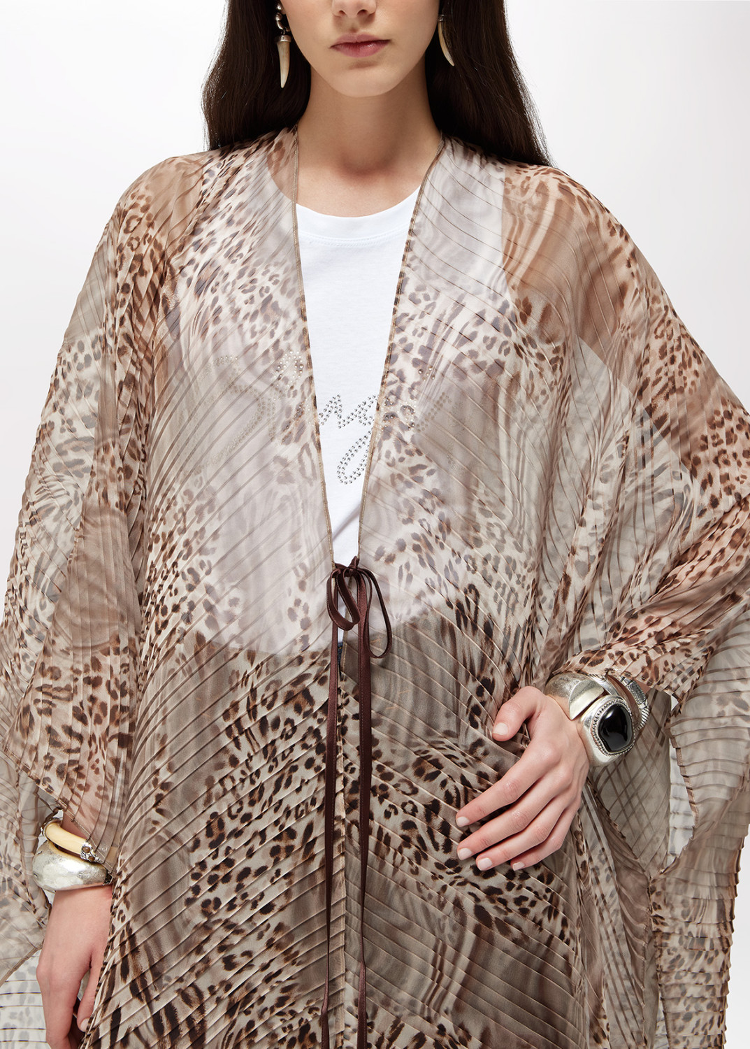 BLUGIRL: ANIMAL PRINT PLEATED MAXI PONCHO